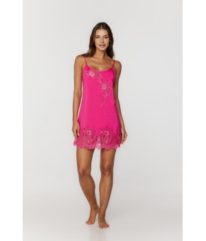 Micromodal nightdress with thin straps, lace on the chest and front, across the entire back 1 - www.coemi-lingerie.com 