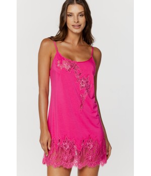 Micromodal nightdress with thin straps, lace on the chest and front, across the entire back 3 - www.coemi-lingerie.com 