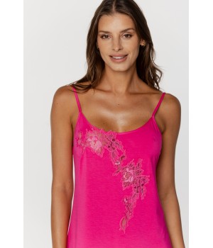 Micromodal nightdress with thin straps, lace on the chest and front, across the entire back 4 - www.coemi-lingerie.com 