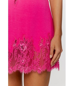 Nuisette micromodal negra con encaje espalda cordones