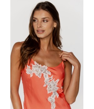 Seidiges Viskos-Nachthemd mit dünnen Trägern und Spitze am Oberteil, am Saum und am Rücken 4 - www.coemi-lingerie.com 