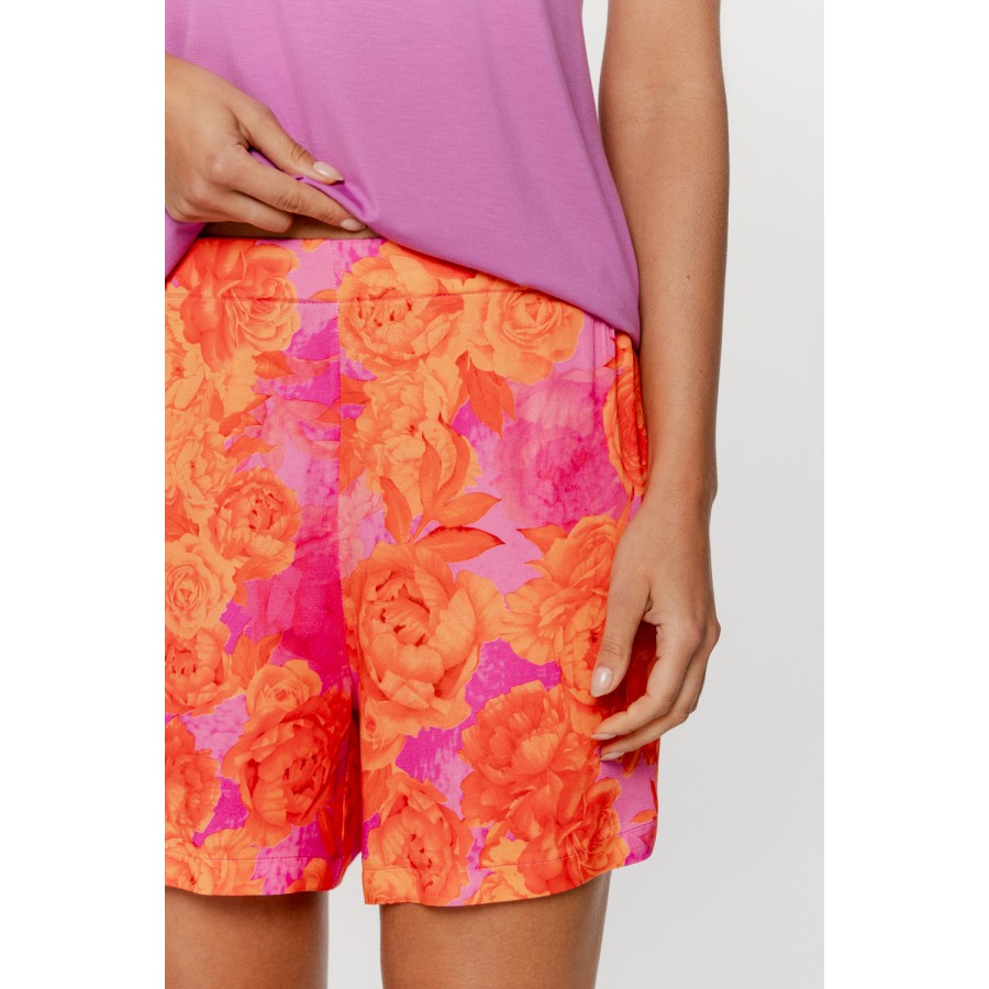 Pyjama-Set bestehend aus einem einfarbigen Oberteil aus Micromodal und einer bedruckten Shorts aus Viskose 5 - www.coemi-lingeri