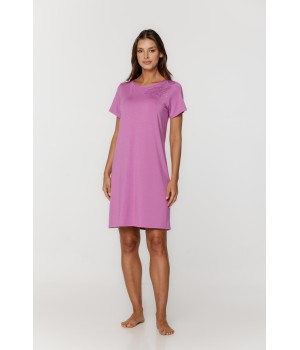 Chemise de nuit en micromodal style tee-shirt long manches courtes et dentelle sur le buste Chemises de nuit - www.coemi-lingeri