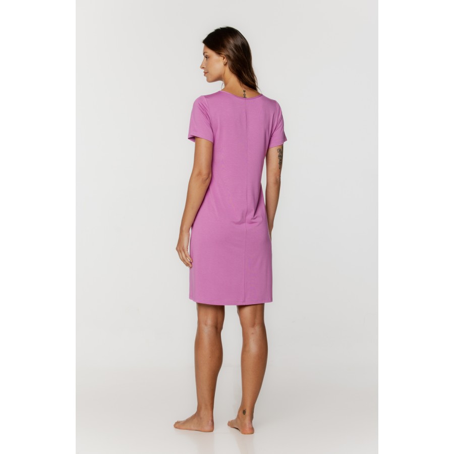 Micromodal nightdress in T-shirt style with long sleeves and lace on the bust 2 - www.coemi-lingerie.com 
