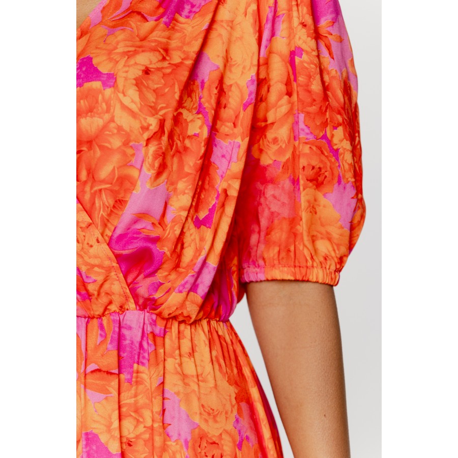 Longue robe d'intérieur en viscose soyeuse à motif manches mi-longues et resserrée à la taille Accueil - www.coemi-lingerie.com 