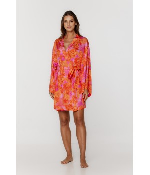 Floral viscose negligee reaching mid-thigh with loose long sleeves 1 - www.coemi-lingerie.com 