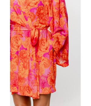 Floral viscose negligee reaching mid-thigh with loose long sleeves 4 - www.coemi-lingerie.com 
