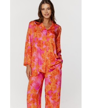 Ensemble pyjama en viscose imprimé haut style chemise et pantalon ample et fluide Pyjamas - www.coemi-lingerie.com 