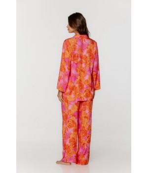 Pyjama-Set aus bedruckter Viskose mit Hemdbluse und weiter, fließender Hose 2 - www.coemi-lingerie.com 