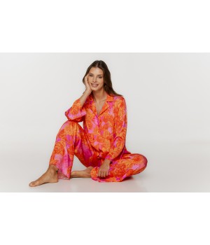 Ensemble pyjama en viscose imprimé haut style chemise et pantalon ample et fluide Pyjamas - www.coemi-lingerie.com 