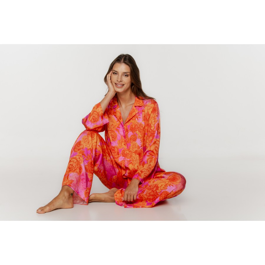 Ensemble pyjama en viscose imprimé haut style chemise et pantalon ample et fluide Pyjamas - www.coemi-lingerie.com 