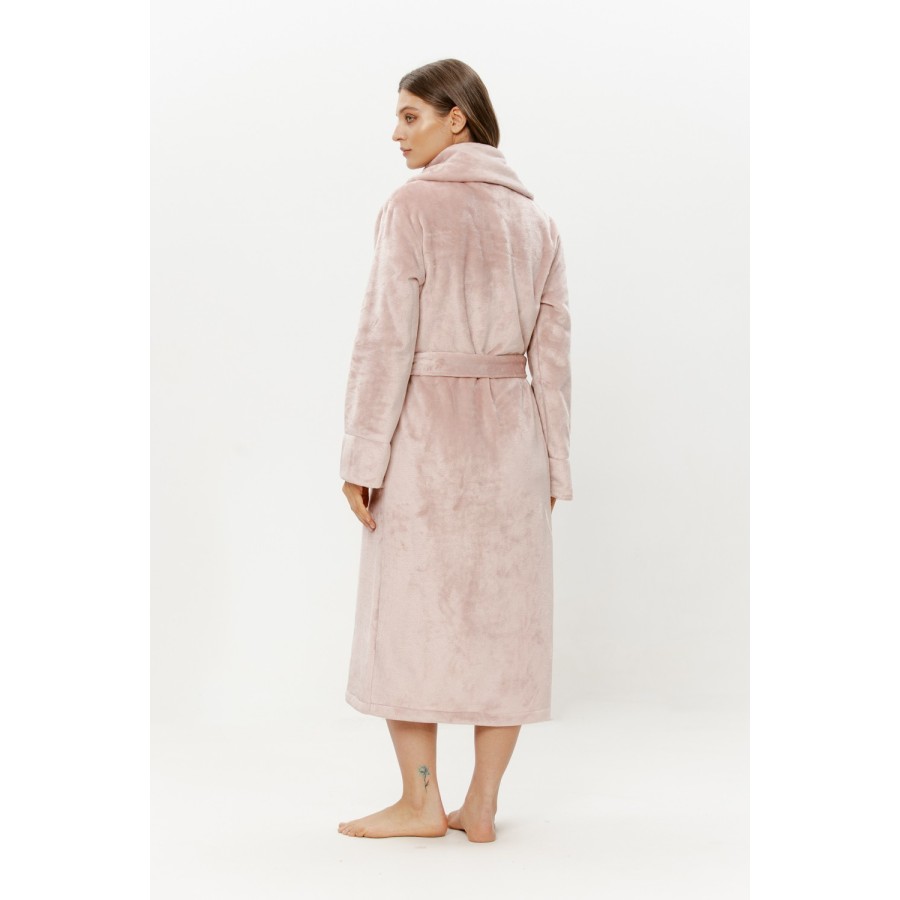 Manche droite sans revers du peignoir velours long mollet