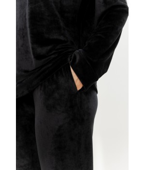 Ambiance soirée ensemble velours col V et pantalon fluide