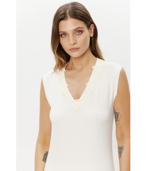 Back view sleeveless viscose nightgown fitted under-bust seam Coemi