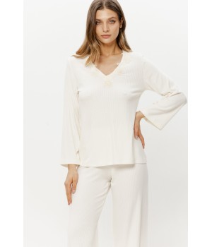 Pantalon fluide droit pyjama viscose tombé ample et sans contrainte