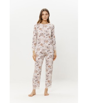 Pyjama-Set Micromodal Langarm mit Blumenmuster Gesamtansicht COEMI