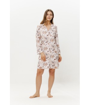 Longshirt-Nachthemd Micromodal mit eingewobenem Blumenmuster Vorderansicht Coemi