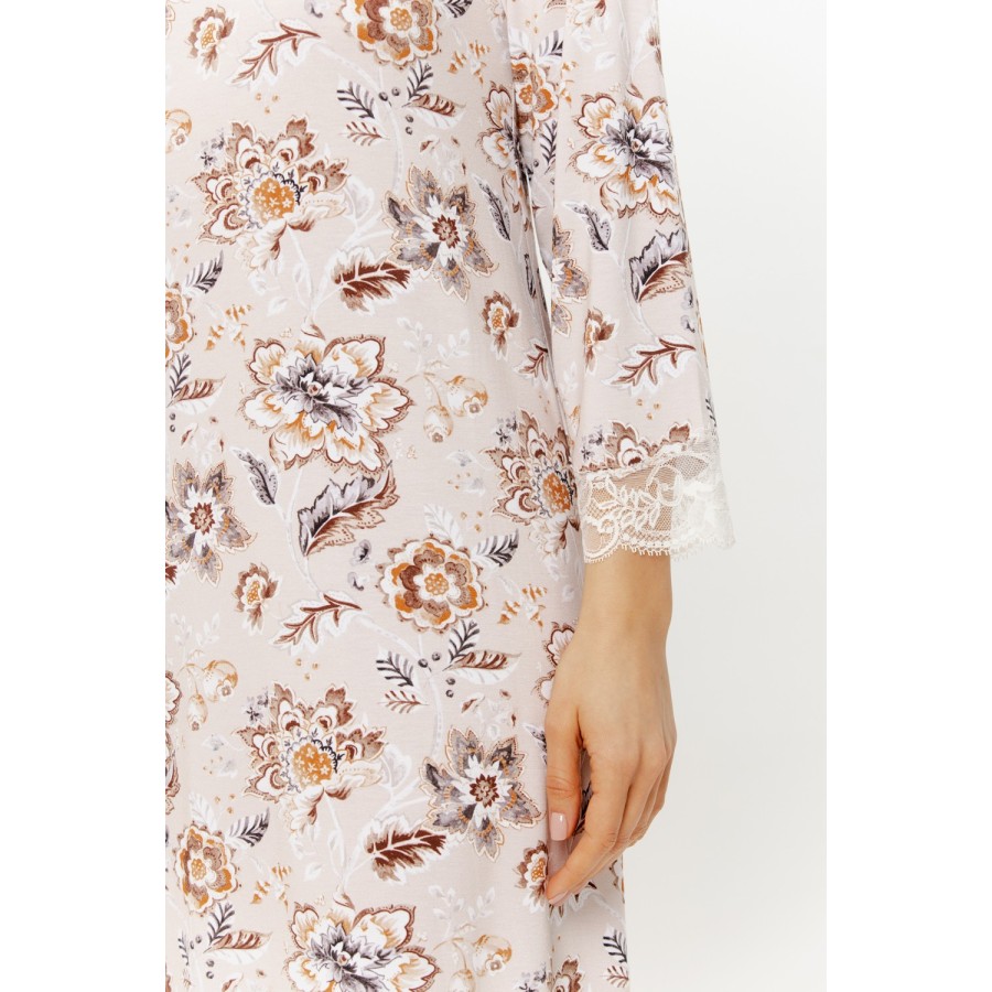 Vista espalda camisón micromodal estampado botánico corte recto