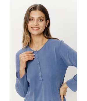 Rückenansicht Pyjama-Set Viskose Rundhals mit fließender Hose