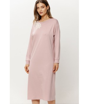 Chemise de nuit viscose longue et manches longues, silhouette ample descendant aux mollets