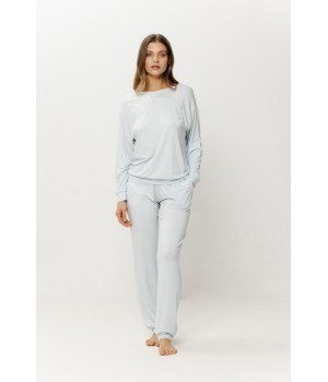 Détail empiècement de dentelle haut pyjama micromodal