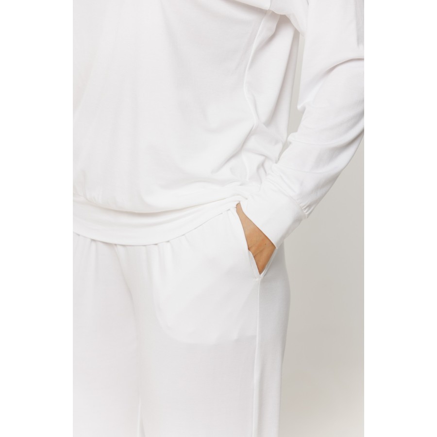 Langarm-Pyjama mit Spitzendetail und fließender Hose, Rückenansicht