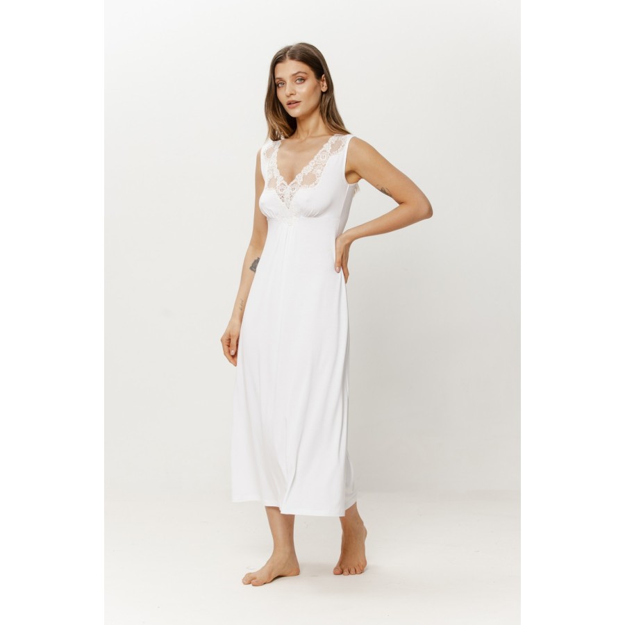 Camisón micromodal tirantes encaje blanco busto