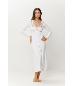 Beautiful micromodal nightgown featuring lace on the bodice and a full skirt