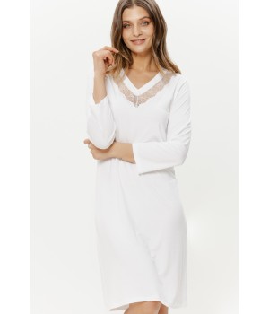 Vista trasera del camisón micromodal cuello V manga tres cuartos