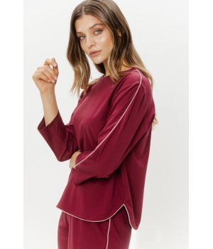 Pyjama-Set Viskose-Nylon grau, Oberteil 3/4-Arm und Hose seitliche Ansicht