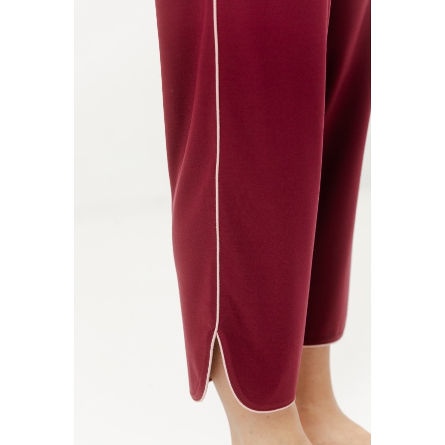 Bajo redondeado pantalón tobillero pijama rayón nailon Rojo.