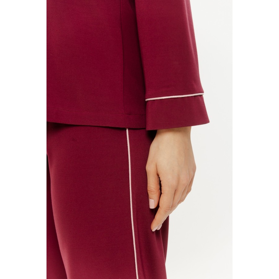 Pyjama-Set Viskose-Nylon in Grau, Vorderansicht mit Knopfleiste im Hemd-Stil