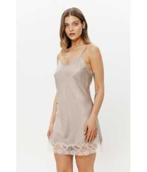 Side view fitted nightie with lace hem trim