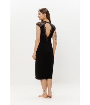 Détail dentelle décolleté chemise de nuit micromodal