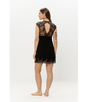 Black micromodal nightie showing open back detail