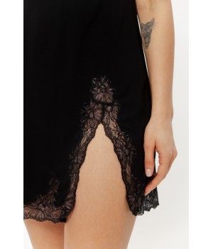 Model wearing the black micromodal nightie